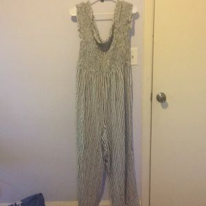 Striped pantsuit romper